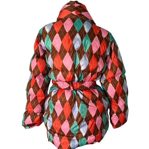 EUC $450 Rachel Antonoff Colorful Argyle Belted Puffer - Size Small - Picture 6 of 14